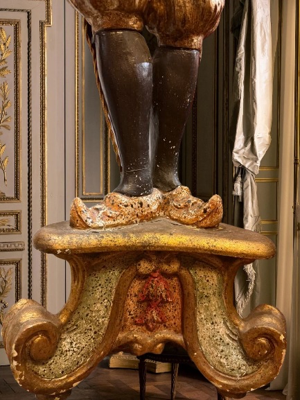 Polychrome Venetian Moor, Torchiere Holder, Early 20th Century, Electrified.-photo-7