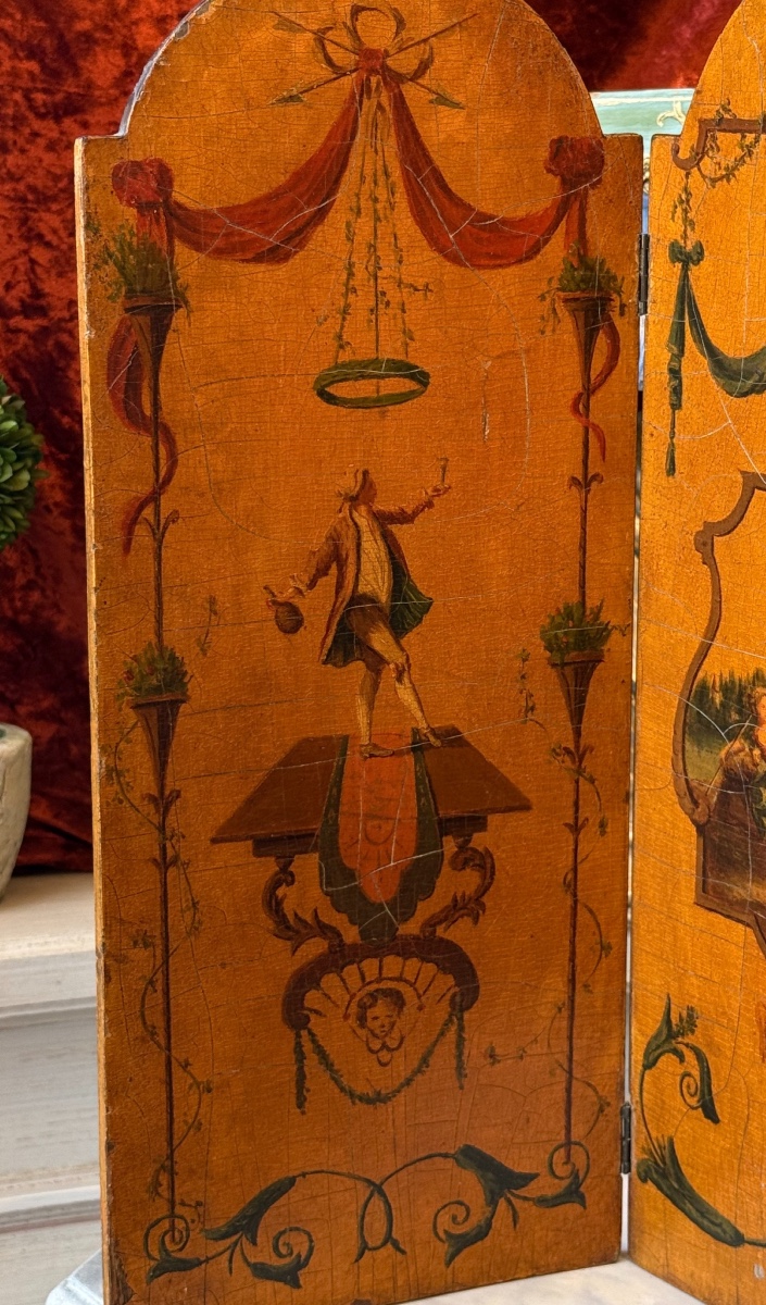 Table Screen, Decorations And Scenes After Watteau, Double-sided Lacquer, Late 19th Century.-photo-3