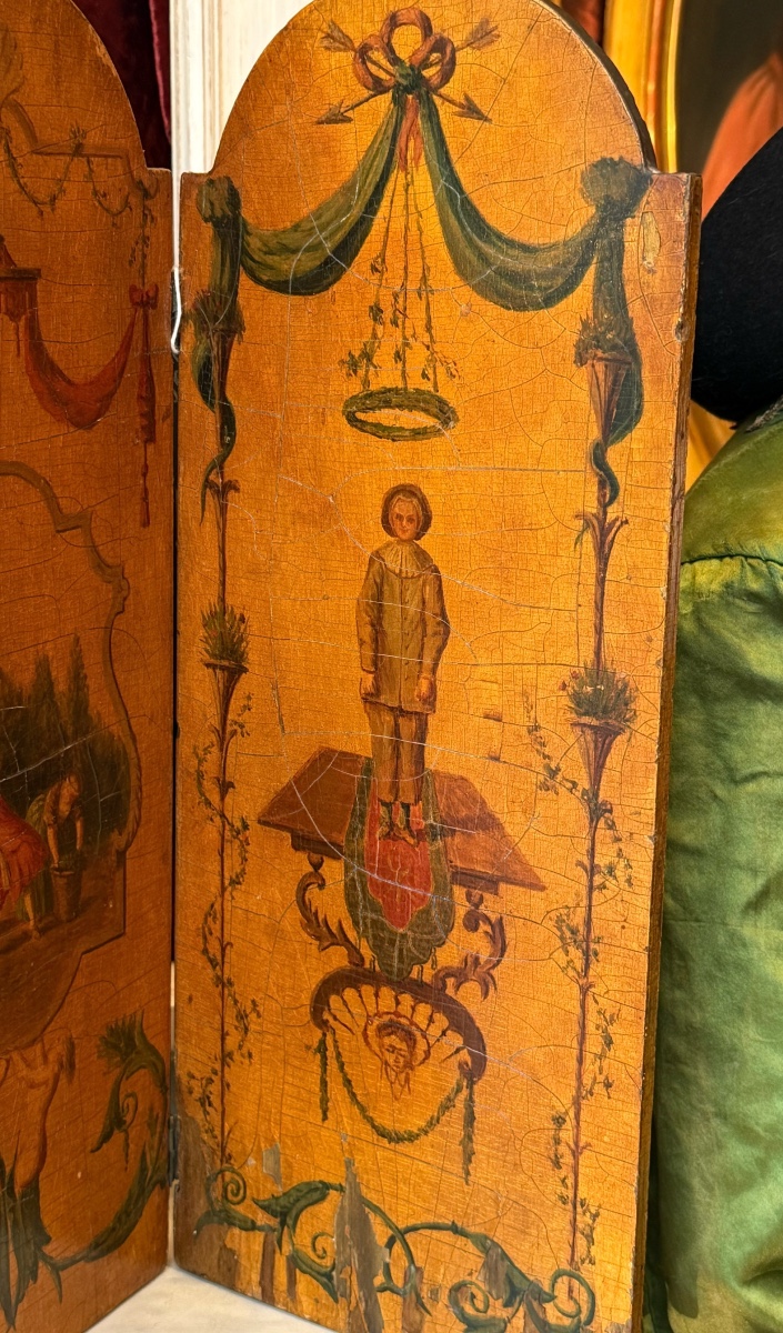 Table Screen, Decorations And Scenes After Watteau, Double-sided Lacquer, Late 19th Century.-photo-2