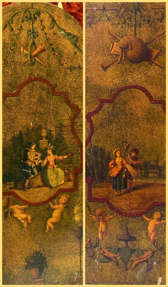 Table Screen, Decorations And Scenes After Watteau, Double-sided Lacquer, Late 19th Century.-photo-3