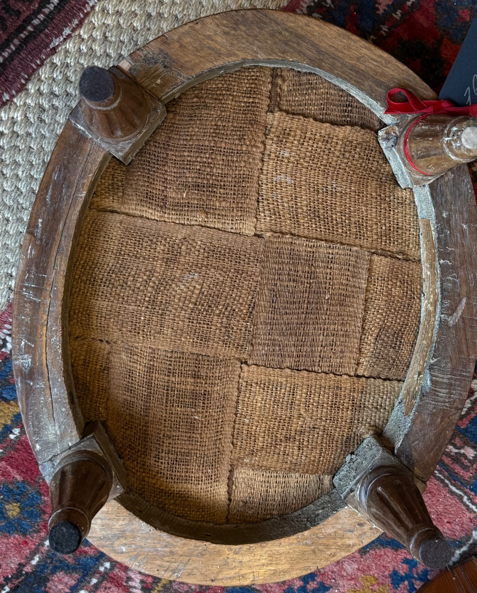 Tabouret de pieds XVIIIè ovale, époque Louis XVI vers 1780. T B état.-photo-1