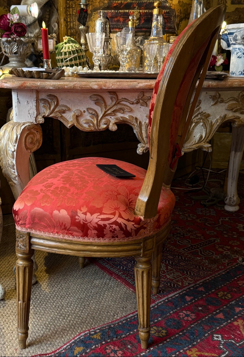 Chaise Louis XVI, dossier médaillon, XVIIIe.-photo-3
