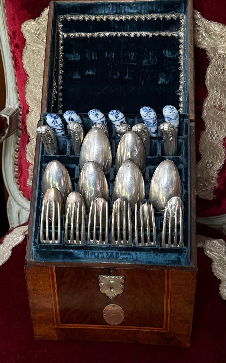 Cutlery Box, Inlaid, 18th Century, Complete Inside.-photo-3