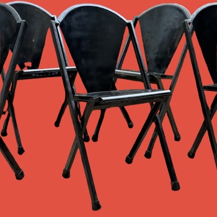 6 1950s-style Metal Designer Chairs By F. Caruelle, In Very Good Condition. -photo-2