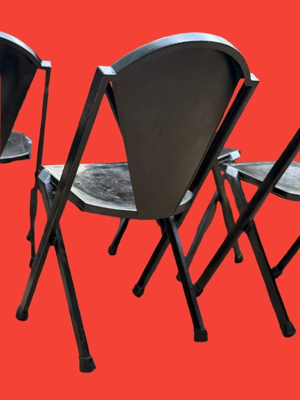 6 1950s-style Metal Designer Chairs By F. Caruelle, In Very Good Condition. -photo-3