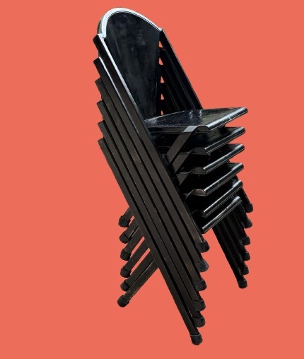 6 1950s-style Metal Designer Chairs By F. Caruelle, In Very Good Condition. -photo-4
