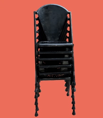6 1950s-style Metal Designer Chairs By F. Caruelle, In Very Good Condition. -photo-1