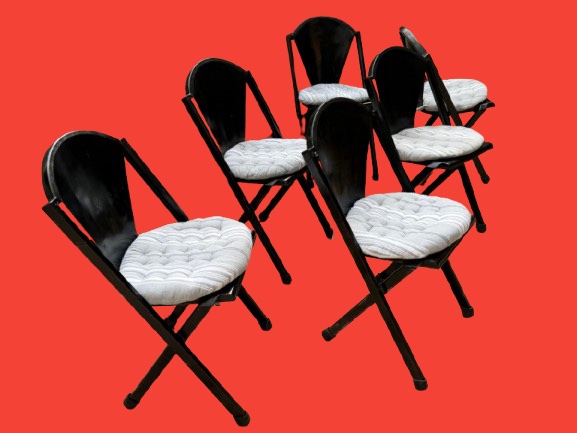6 1950s-style Metal Designer Chairs By F. Caruelle, In Very Good Condition. -photo-2