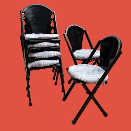 6 1950s-style Metal Designer Chairs By F. Caruelle, In Very Good Condition. -photo-3