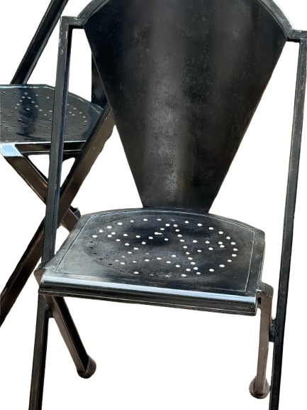 6 1950s-style Metal Designer Chairs By F. Caruelle, In Very Good Condition. -photo-5