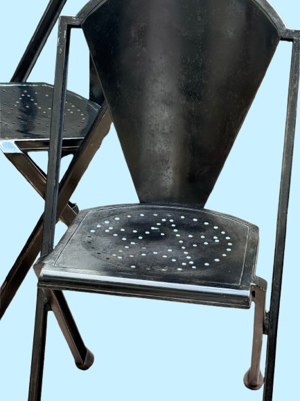 6 1950s-style Metal Designer Chairs By F. Caruelle, In Very Good Condition. 