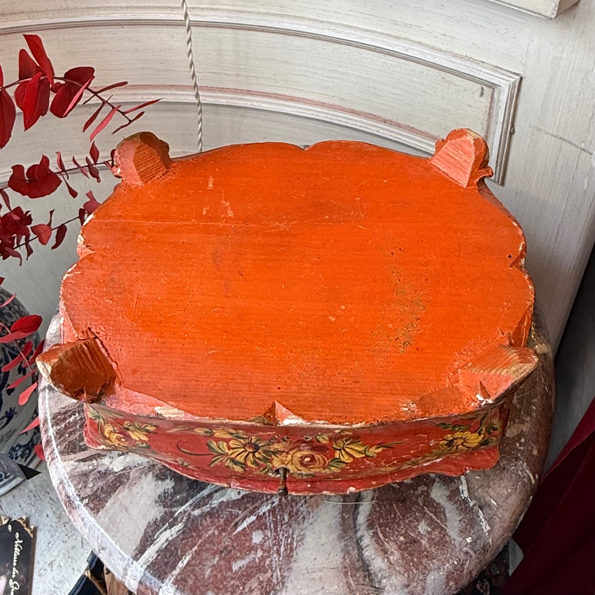 Venetian Jewelry Box, Floral Designs, Red Lacquer. 18th Century-photo-5