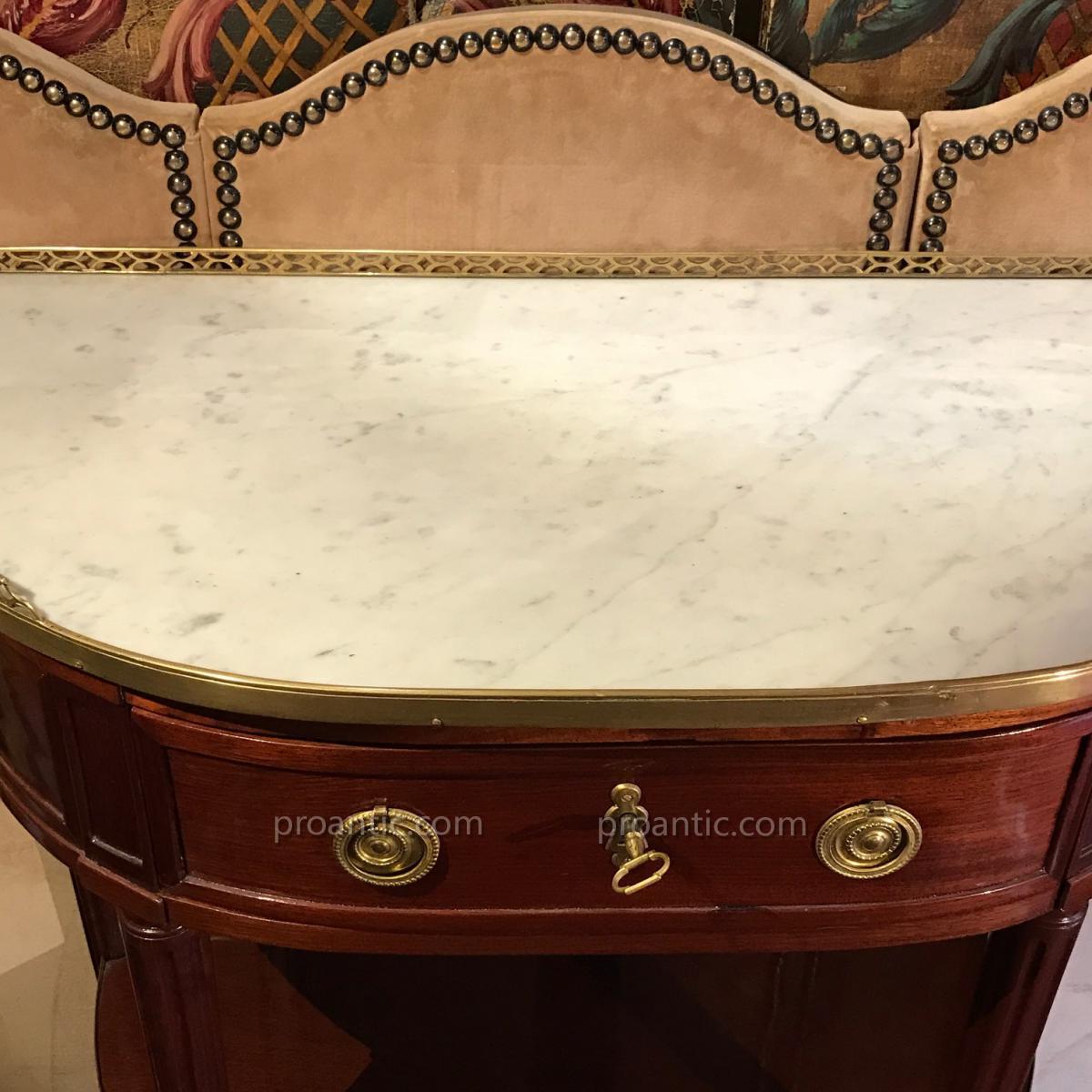Console demi-lune Louis XVI, estampillée de F. Schey -photo-4