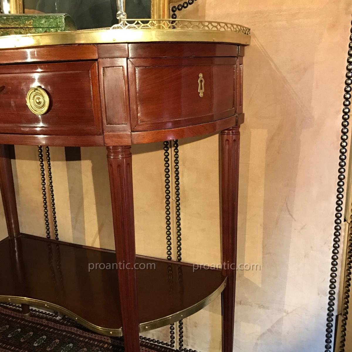 Console demi-lune Louis XVI, estampillée de F. Schey -photo-1