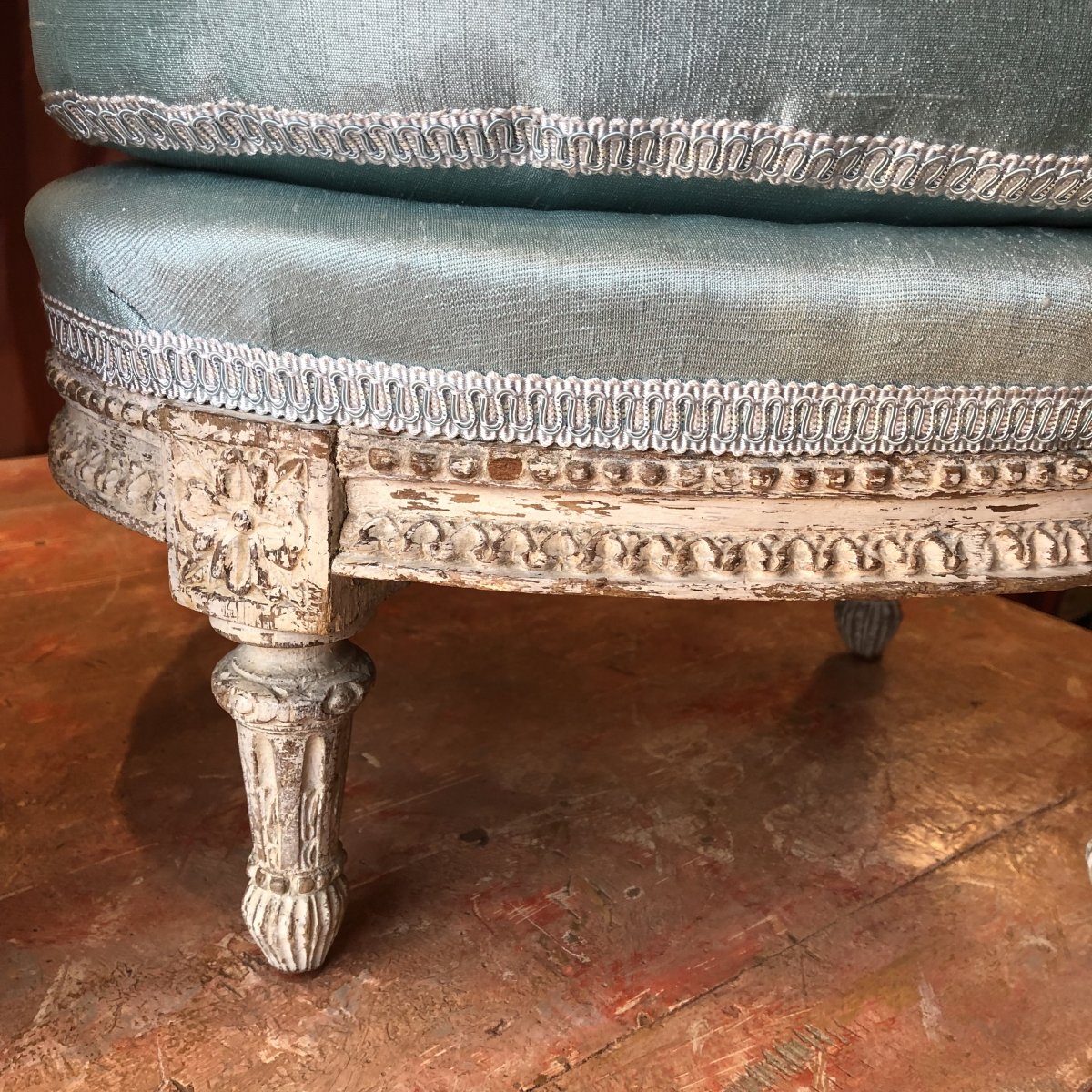 Paire de tabourets repose-pieds, XVIIIè, époque Louis XVI.-photo-1