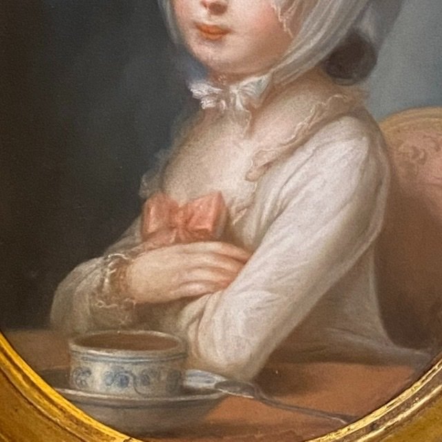 Tout en beauté, jeune fille à son chocolat, XVIIIè siècle.-photo-1