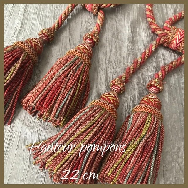 3 paires d’importantes embrases = 12 pompons, XIX -photo-4