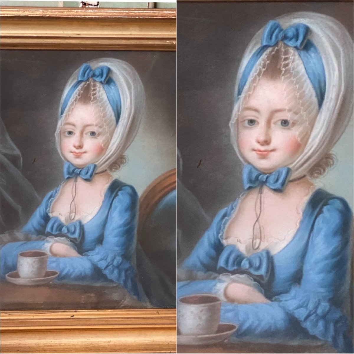 Toute en beauté bleue à son chocolat, XVIIIème