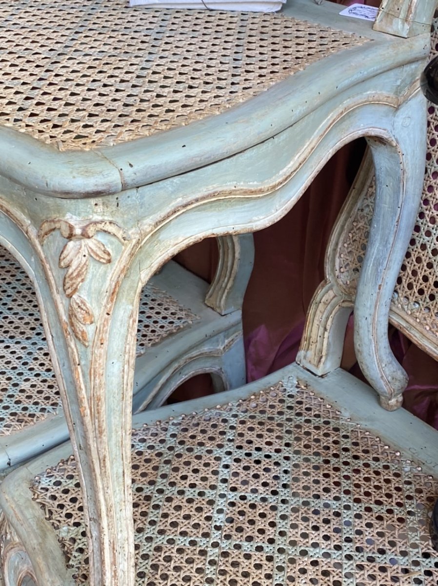 F. CANOT.  Rare suite de 6 chaises  estampillées, ép. Louis XV. Lyon.-photo-3