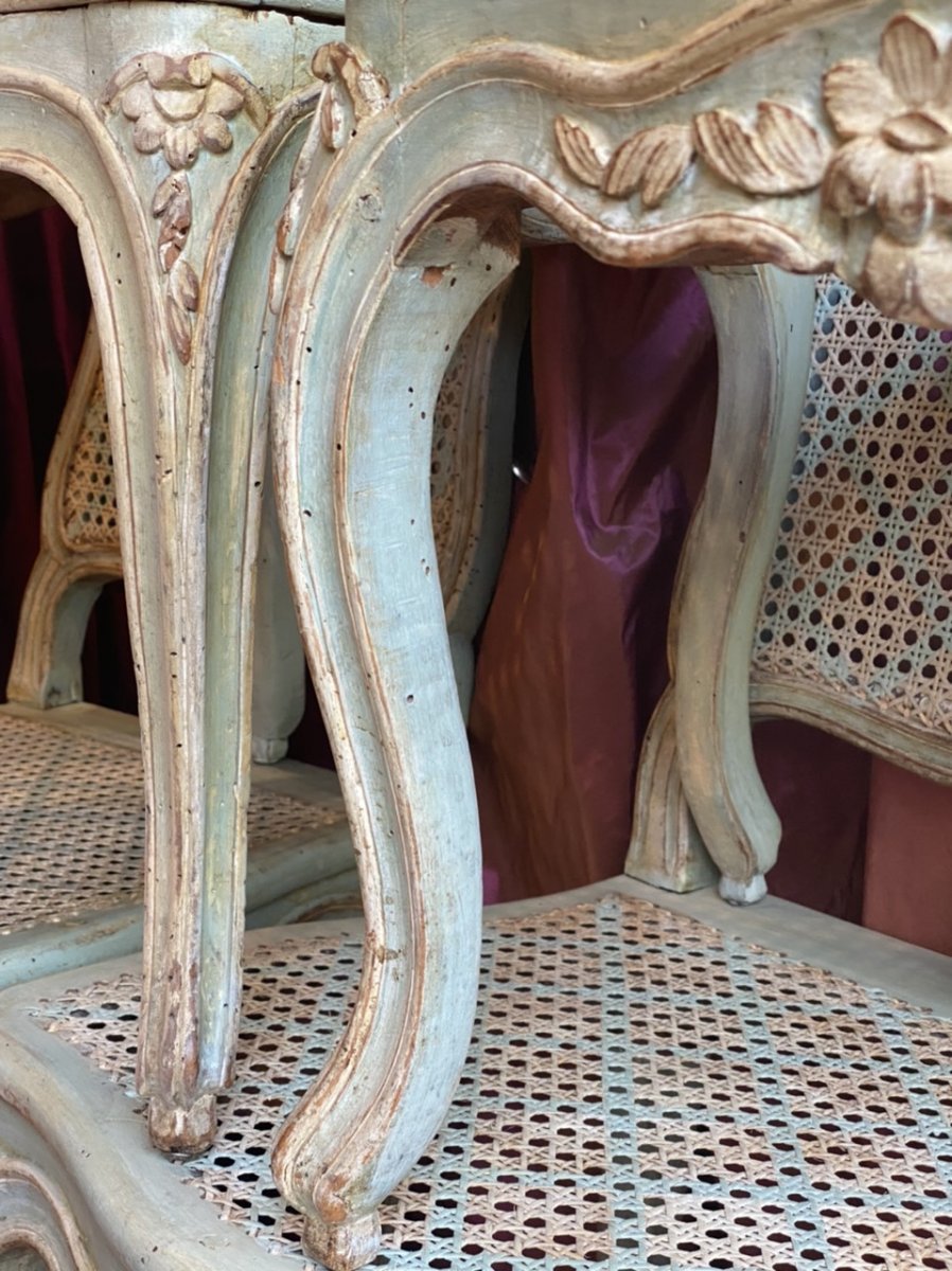 F. CANOT.  Rare suite de 6 chaises  estampillées, ép. Louis XV. Lyon.-photo-2