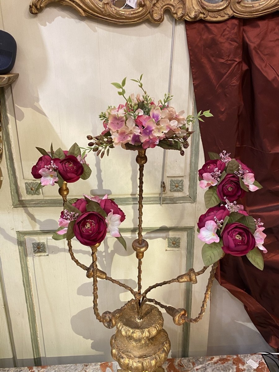 Pair Of 18th Century Fire Pots, “floral” Candle Holders.-photo-3