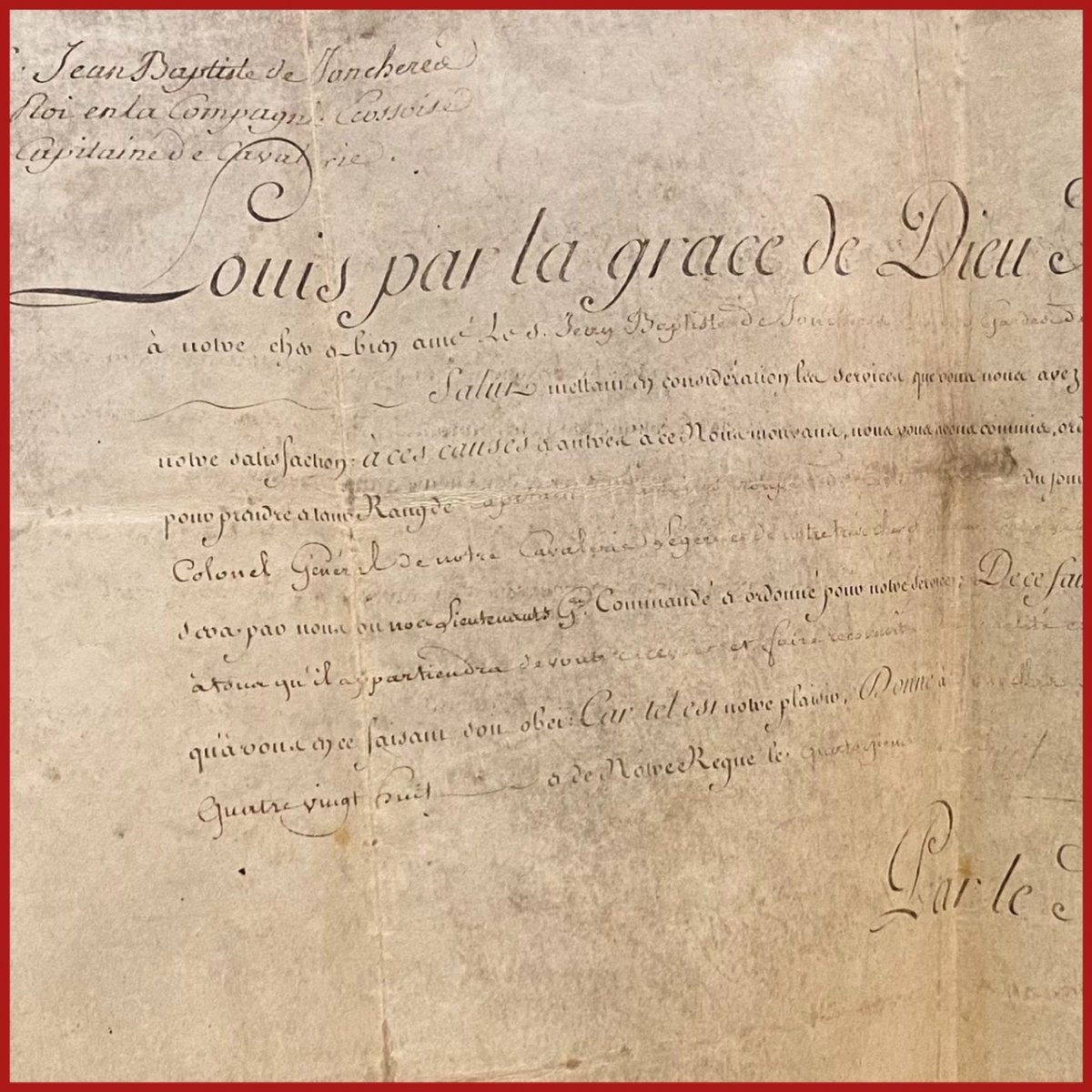 Noble, Capitaine, Maison militaire du Roi,** (A. Vestier attr) + un brevet. Ep. Louis XVI. -photo-4