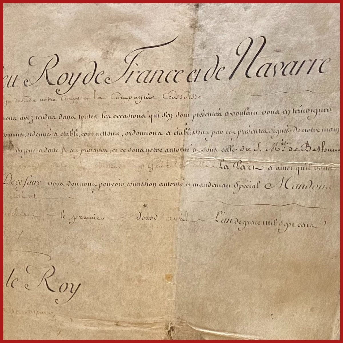 Noble, Capitaine, Maison militaire du Roi,** (A. Vestier attr) + un brevet. Ep. Louis XVI. -photo-6