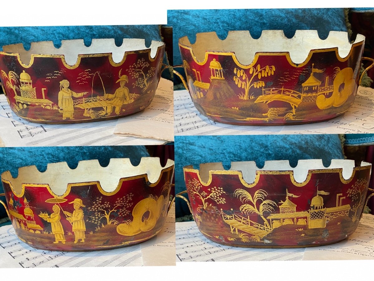 Rare paire de “verrières”, Vernis Martin « au chinois” époque Louis XV. XVIIIe-photo-3