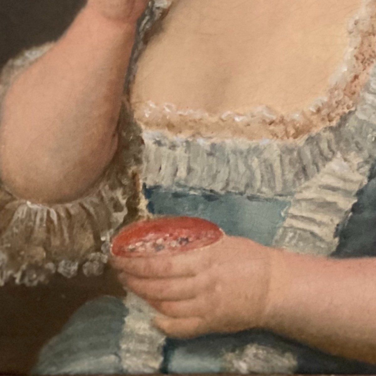 Fillette au bonnet, plumes et fard à joue, fin XVIIIe, ép. Louis XVI -photo-1