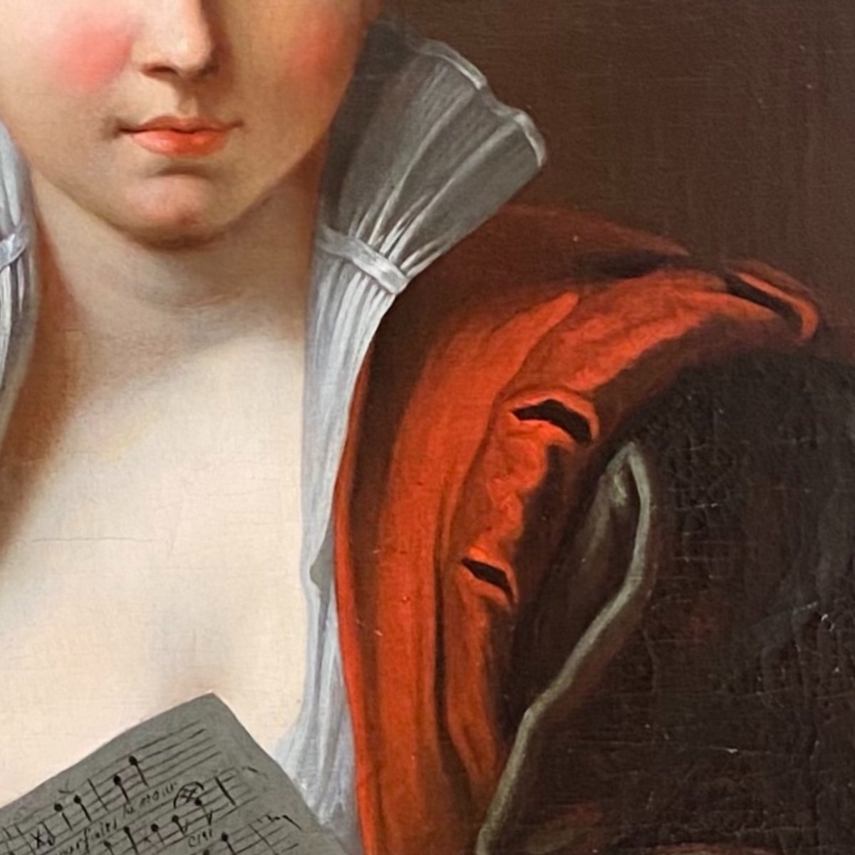 Jeune femme à la partition vers 1730 (J-F Courtin, entourage), XVIIIe. -photo-3