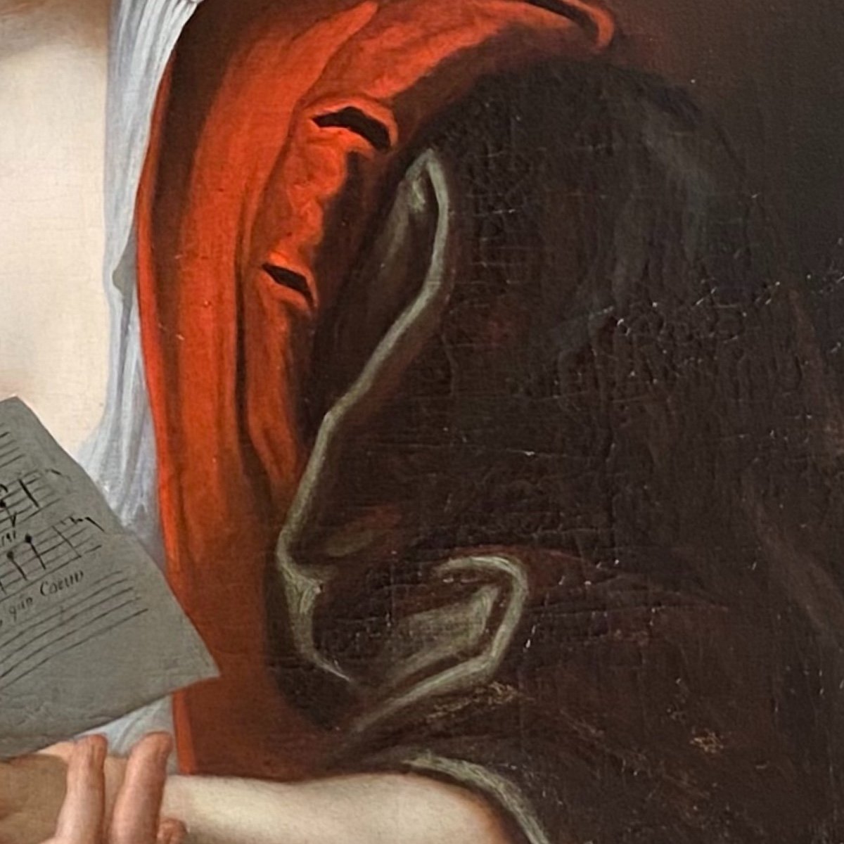Jeune femme à la partition vers 1730 (J-F Courtin, entourage), XVIIIe. -photo-4