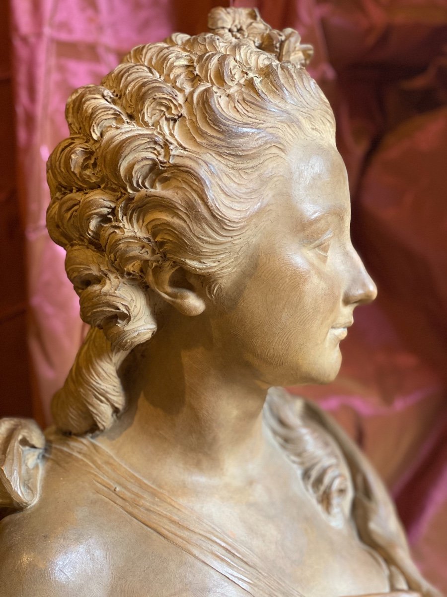 Bust Of Young Woman From The Eighteenth, Caffieri Spirit, Nineteenth Terracotta-photo-2
