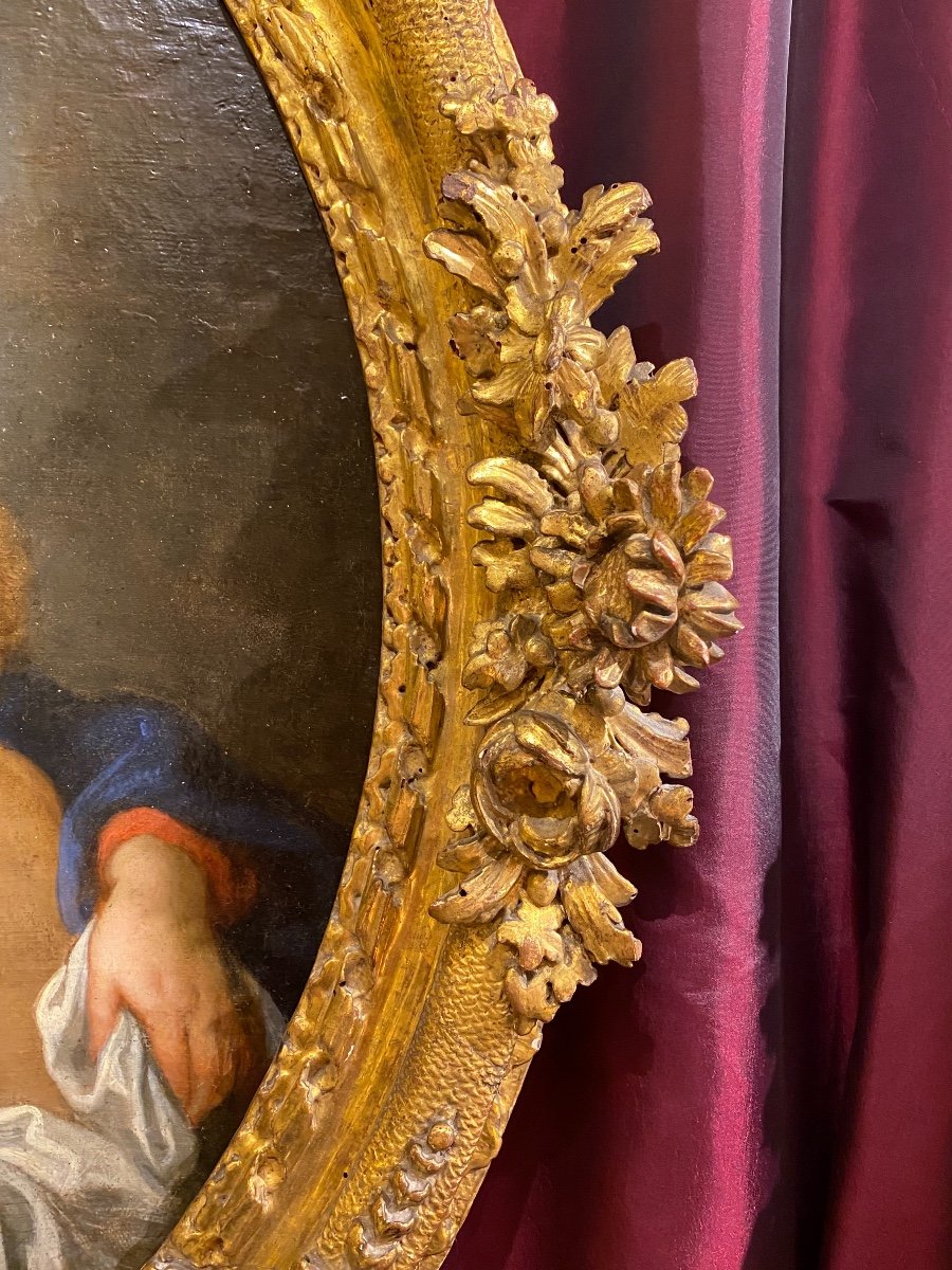 End Of 17th Century, Dazzling Portrait, Virgin And Child With Breast, Roman School, Circa 1700-photo-3