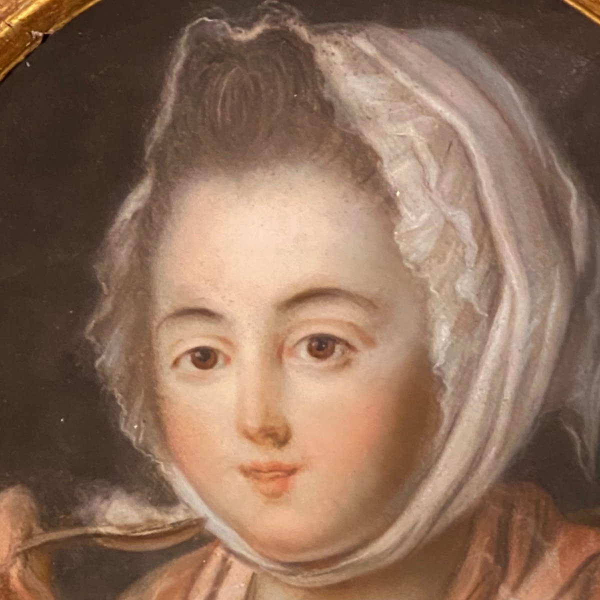 Jeune fille au sorbet,  pastel de l’époque  Louis XVI.-photo-1