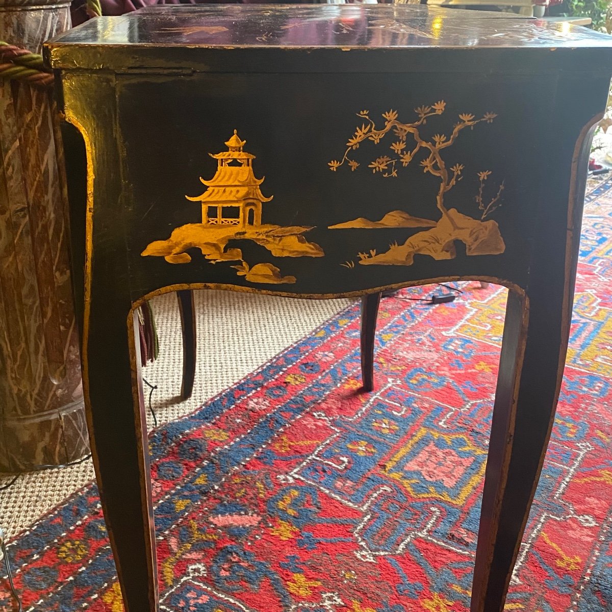 Powdery Dressing Table, Varnish Martin With Chinese Decor, Circa 1740. Eighteenth-photo-7