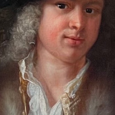 Portrait d’homme attribué à JF Courtin vers 1730, à la coiffe ornée de plumes. -photo-1