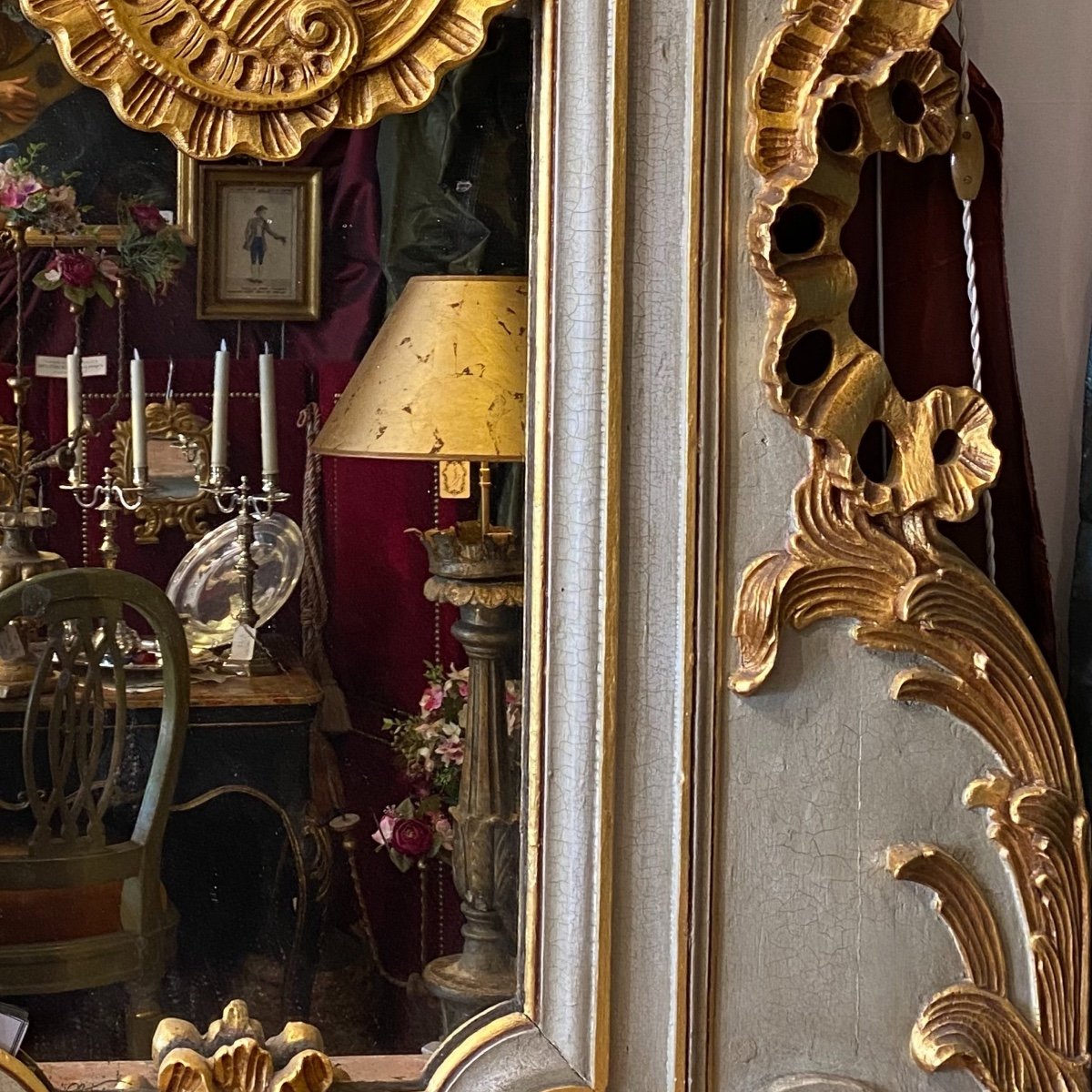 Grand  miroir baroque début XIXe, Italie.-photo-2