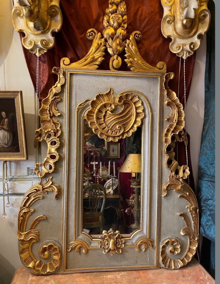 Grand  miroir baroque début XIXe, Italie.