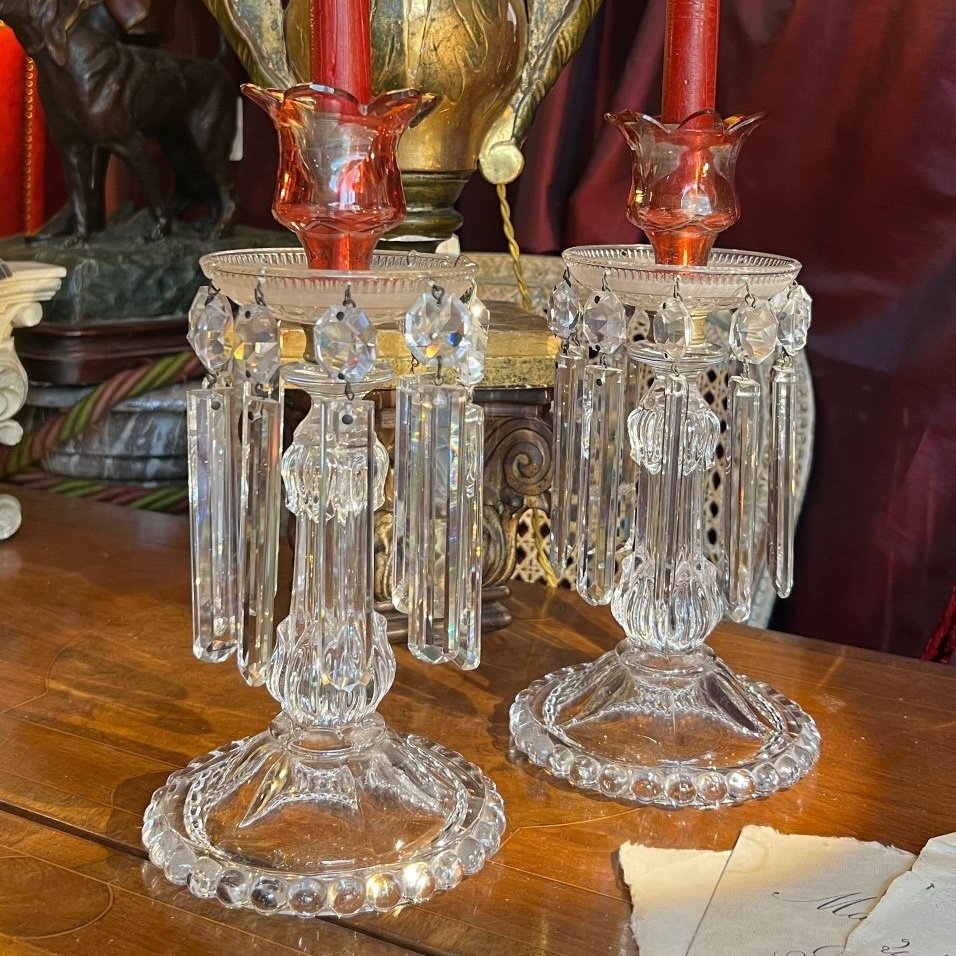 Élégantes girandoles de table, cristal de Baccarat,fin XIXe/XXe-photo-2