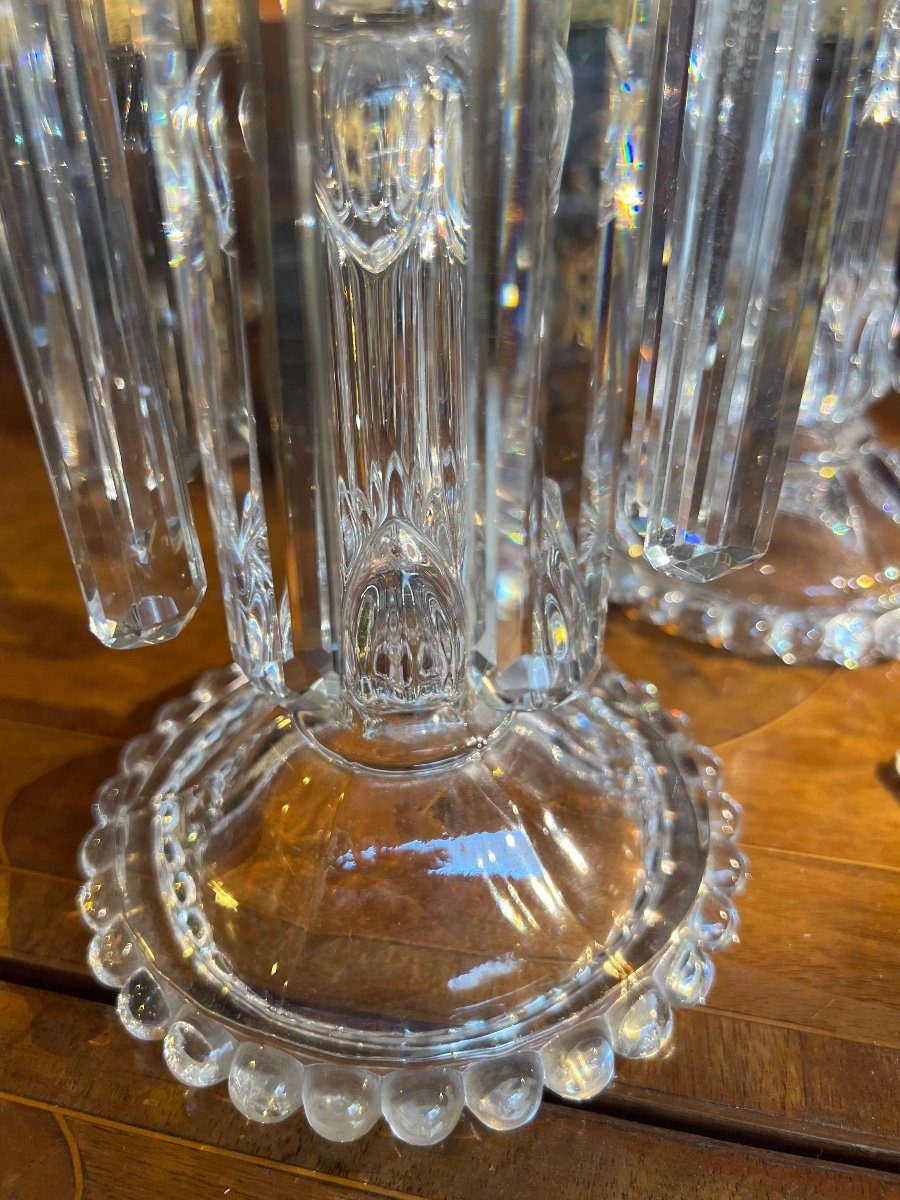 Élégantes girandoles de table, cristal de Baccarat,fin XIXe/XXe-photo-3