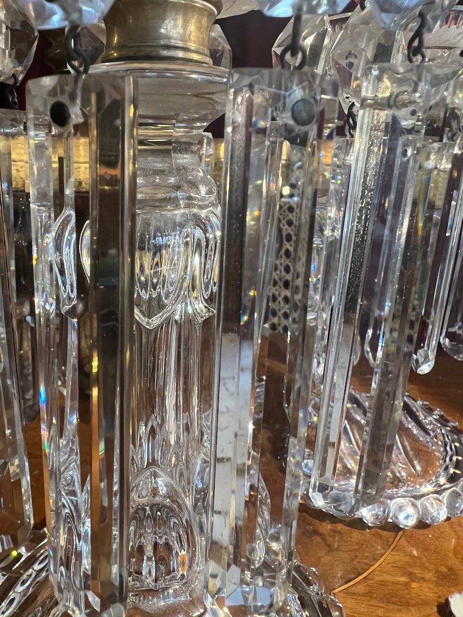 Élégantes girandoles de table, cristal de Baccarat,fin XIXe/XXe-photo-4
