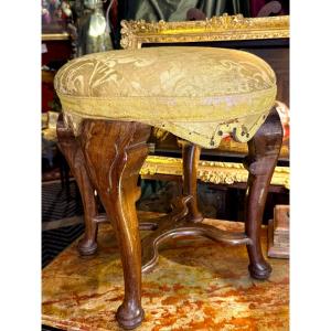 Pair Of Oval Stools, 18th-century Venice, Original Upholstery.
