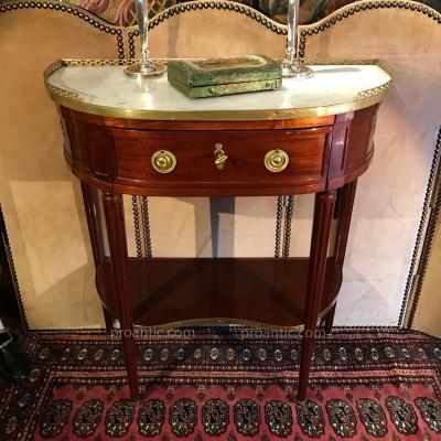 Console demi-lune Louis XVI, estampillée de F. Schey 