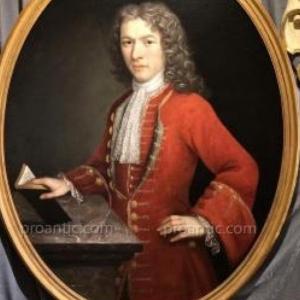 Noble du Piémont en habit rouge, époque Régence, XVIIIe.**