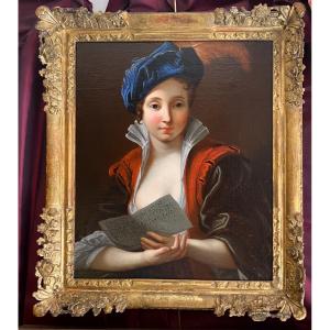 Jeune femme à la partition vers 1730 (J-F Courtin, entourage), XVIIIe. 