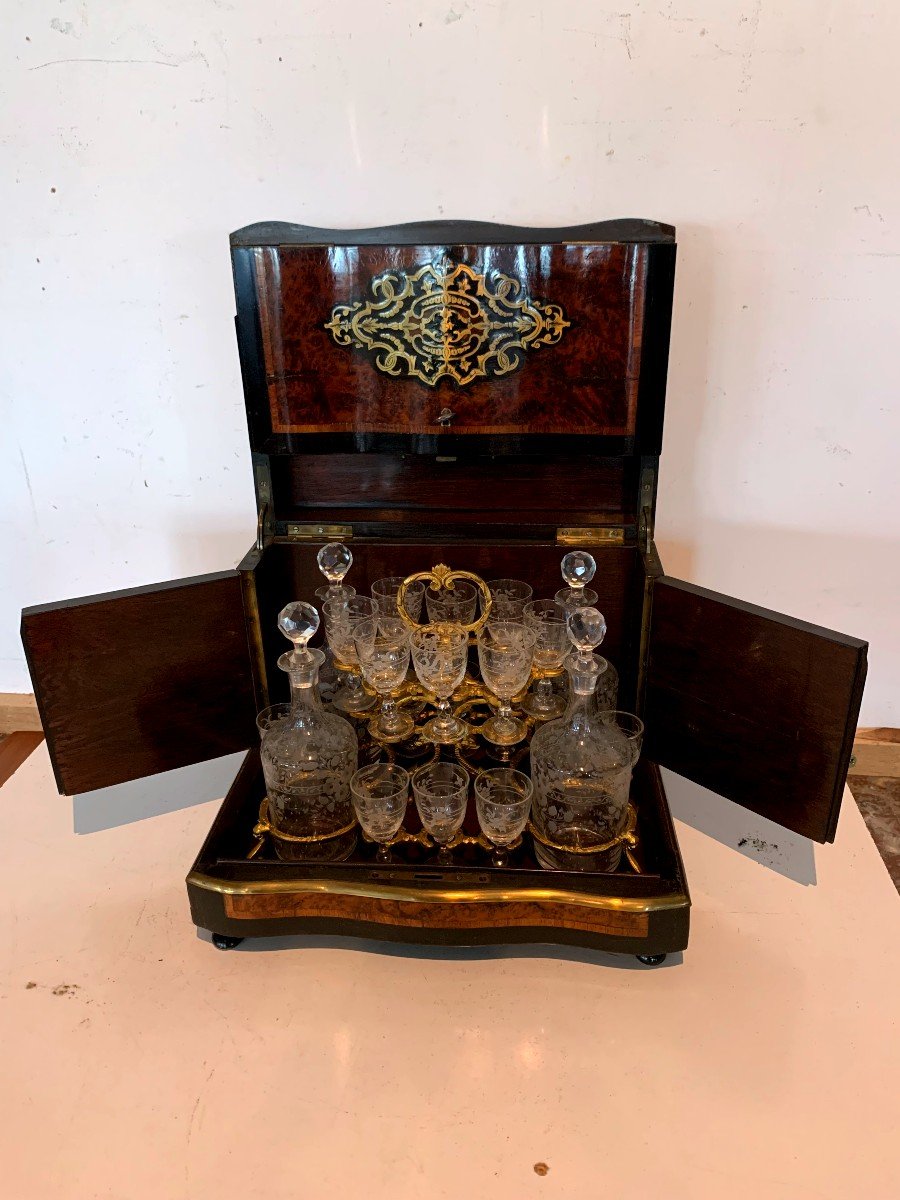 Boulle Complete Liqueur Cellar Napoleon III Box Marquetry Box XIX Century