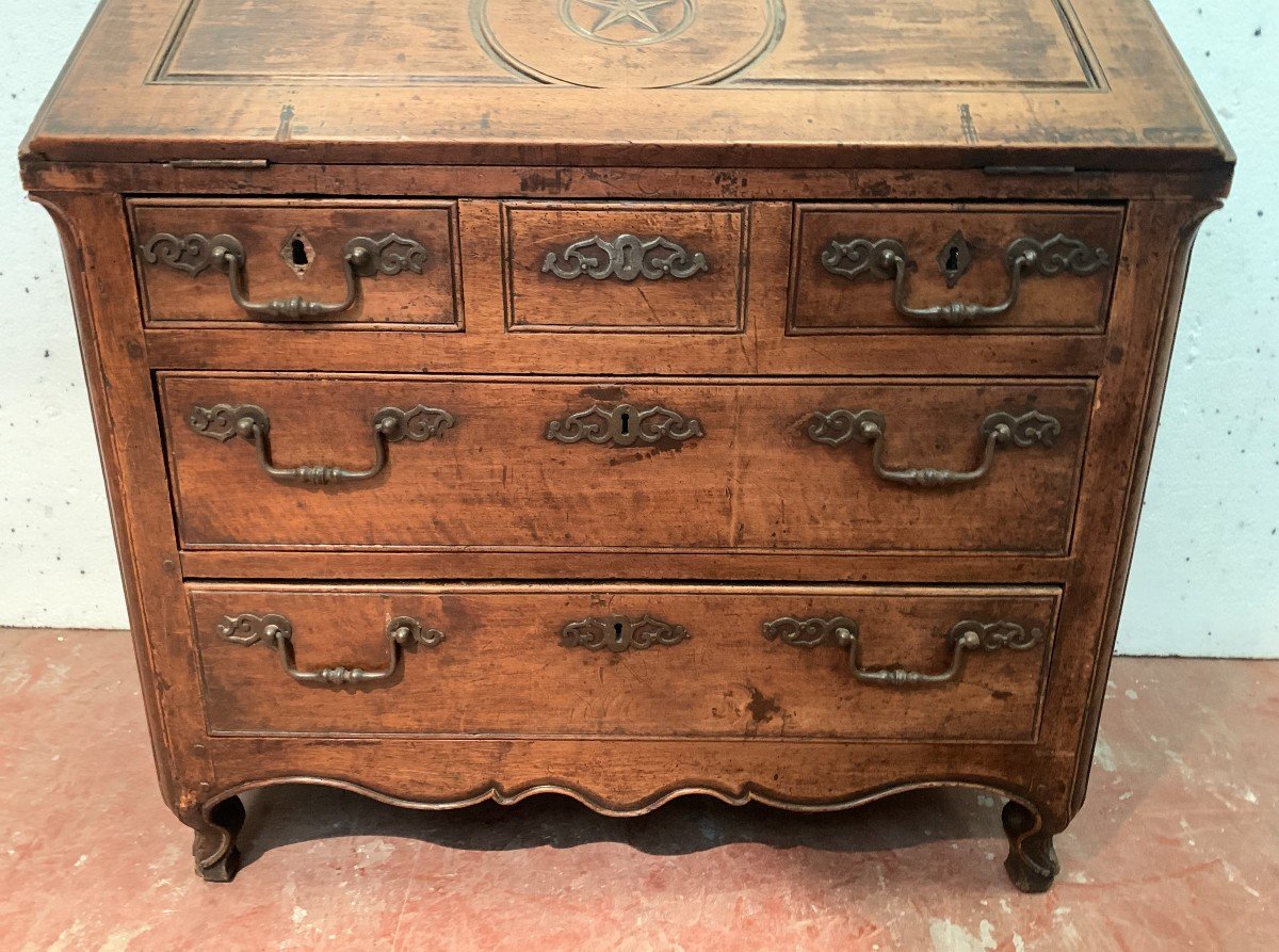 Bureau De Pente Louis XV En Chêne Massif Du XVIII Siècle-photo-1