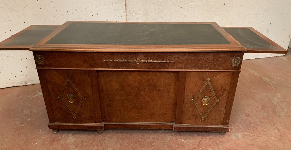 Empire Style Coffered Desk In Mahogany And Veneer XX Century-photo-3