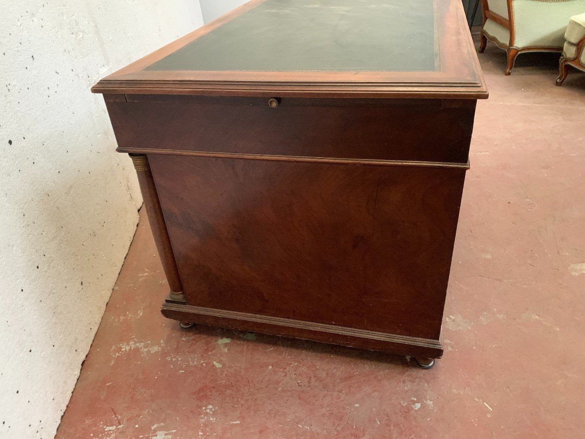 Empire Style Coffered Desk In Mahogany And Veneer XX Century-photo-1