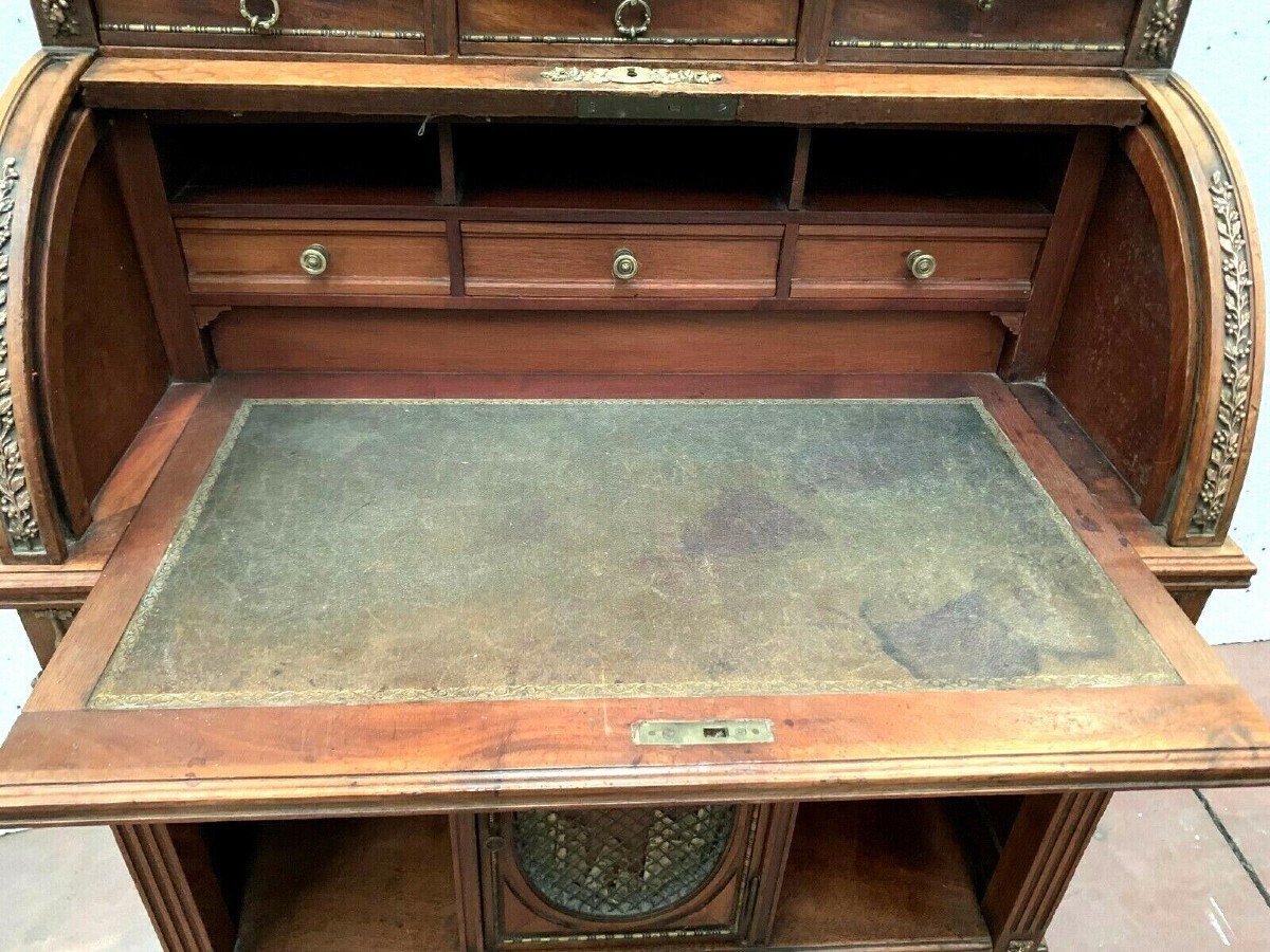 Bureau De Dame A Cylindre En Noyer XX  Siècle-photo-7